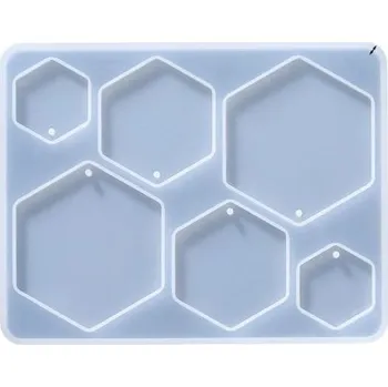 Silikonová forma 12 x 9,3 cm Šestihranné přívěsky Formička na pryskyřici s otvory pro očko Výroba šperků náušnic a dekorací