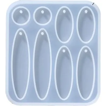 Silikonová forma 7 x 7,8 cm Oválné dutiny pro odlévání přívěsků Formička na pryskyřici s otvory pro očko Výroba náušnic a šperků