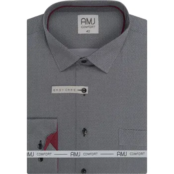 Pánská košile Pánská funkční košile AMJ Slim fit šedá se vzorem velikost: 40, délka rukávu: dlouhý rukáv