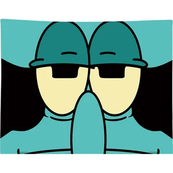 Samolepící dekorace Tapiserie na zeď 60 x 90 cm Sépiák Chobotnice Kreslená látková dekorace Pokoj Estetická závěsná látka Ložnice Gobelín Závěs na stěnu