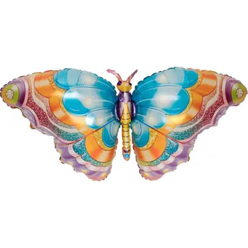 Fóliový balónek 109 x 55 cm ve tvaru motýla Dekorace na oslavu narozenin Párty výzdoba Nafukovací fólie na heliový plyn modrá