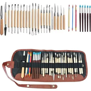 Výtvarná sada Sada 31ks nástrojů pro sochařství a modelování keramiky voskové hlíny a řezbářství s pouzdrem pro umělecká řemesla a dílny