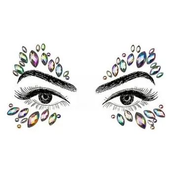 Tetování 3D samolepící kamínky na obličej s duhovým efektem Dekorativní krystaly a drahokamy na líčení Festivalové ozdoby pod oči i nad obočí