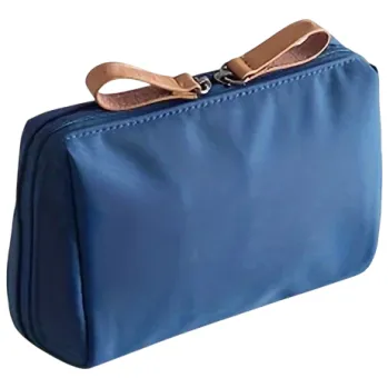 Malá jednobarevná kosmetická taštička 17x11 cm Nylonová cestovní taška Přenosný úložný organizér Denní použití Toaletní pouzdro modrá