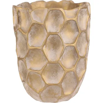 Stojan na květiny Váza betonová - vzor buněk, vel. L, béžovo-zlatá - BMO3611-L