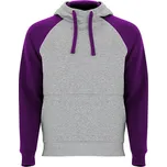 Roly Badet Unisex mikina s kapucí SU1058 Heather Grey 58-Purple 71 3XL