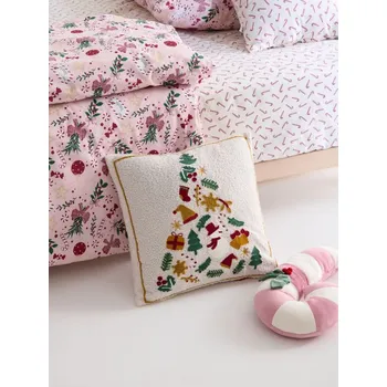 Povlak na dekorativní polštářek Sinsay - Vánoční povlak na polštář s vyšívaným motivem stromu - krémová - 492GS-01X - 492GS-01X-ONE