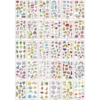 Tetovací strojek Sada 30 ks dočasných tetování 5,7 x 9,7 cm Barevné mini motivy zvířátek, rostlin, symbolů a vtipných ilustrací