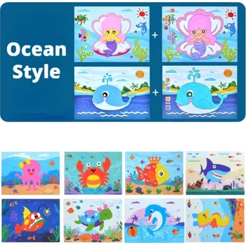 Výtvarná sada 10 ks 3D EVA pěnová samolepka Puzzle hra Mořská zvířata DIY Vzdělávací hračky pro děti Kreativní učení Zábavné skládání Dárky 17,5x13 cm