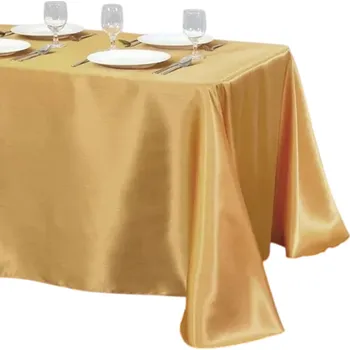 ubrus Jednobarevný saténový ubrus 145 x 366 cm Dlouhý slavnostní ubrus na stůl Hladký lesklý textil na svatby hostiny oslavy Různé barvy zlatá
