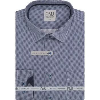 Pánská košile AMJ Slim Fit modrá se vzorem VDSBR1478 velikost: 42, délka rukávu: dlouhý rukáv