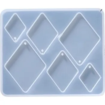 Silikonová forma 10,2 x 8,7 cm Kosočtvercové přívěsky Formička na pryskyřici s otvory pro očko Výroba šperků náušnic a dekorací