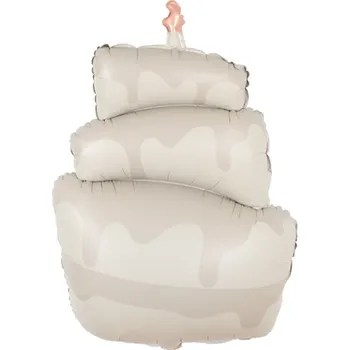 Karnevalový doplněk Fóliový balonek 56 x 95 cm ve tvaru třípatrového bílého dortu se svíčkou Slavnostní dekorace na narozeninovou oslavu Výzdoba na párty