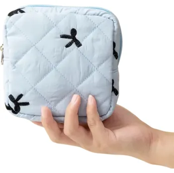 Roztomilá přenosná velkokapacitní taška na hygienické vložky a tampony 12,5 x 5 x 12,5 cm Polyesterový úložný organizér se zipem modrá