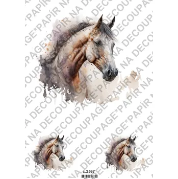 Umělecký papír Rýžový a soft papír na decoupage - Koně - KB2567 Materiál: Soft, Rozměr: A4
