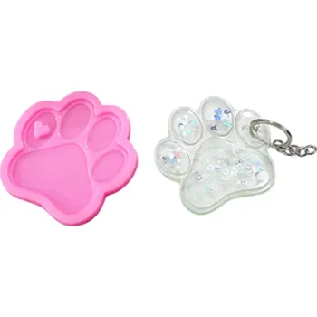 Růžová silikonová forma ve tvaru tlapky 7,7 x 7,5 cm na odlévání přívěsků a dekorací z pryskyřice Kreativní ruční výroba ozdob