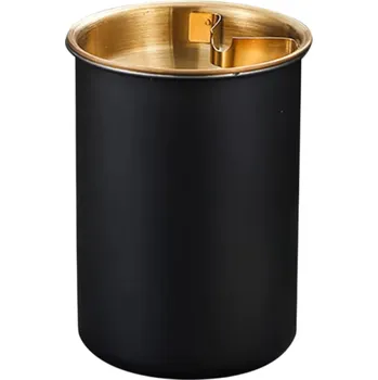 Popelník z nerezové oceli 10×7,5 cm Přenosný bezdýmný popelník s víkem na cigarety a doutníky Interiérový i venkovní stolní popelník