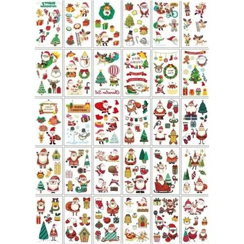 Tetovací strojek Sada 30 ks dočasných tetování 5,7 x 9,7 cm vánoční motivy se Santou stromečkem soby a dárky pro slavnostní výzdobu těla