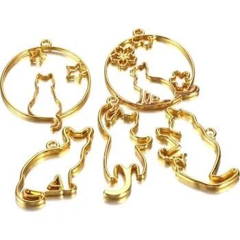 Sada kovových přívěsků kočky 5 ks Formičky na šperky z pryskyřice Epoxid Kreativní tvoření Výroba přívěsků Ruční práce