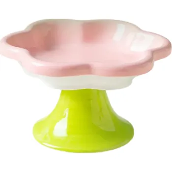 Miska pro psa Keramická vyvýšená miska pro kočky 15 x 8,6 cm Mělká a široká miska proti stresu vousků Ergonomický design Protiskluzové dno růžová
