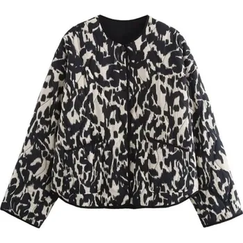 Dámská bunda Dámská bunda s výrazným zvířecím vzorem Lehká prošívaná bunda Stylový kabát do města Podzimní a jarní svrchník Módní oblečení XS