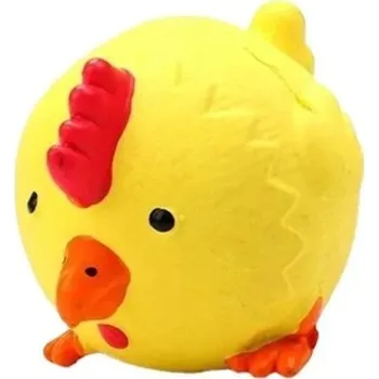 Hračka pro psa Gumová hračka pro psy ve tvaru kuřete průměr 9 cm pískací odolná koule pro žvýkání aportování a interaktivní hru