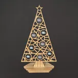 AMADEA Dekorace strom na podstavci geometrický s šedými koulemi, 110 x 65 cm, český výrobek