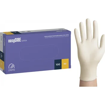 Vyšetřovací rukavice ZARYS lnternational Group easyCARE, vyšetřovací latexové rukavice, nesterilní, s pudrem, 100 ks Velikost: M