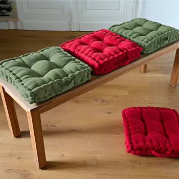 Polštář 3Pagen Vysoký manšestrový polštář zelený 40 x 40 x 8 cm