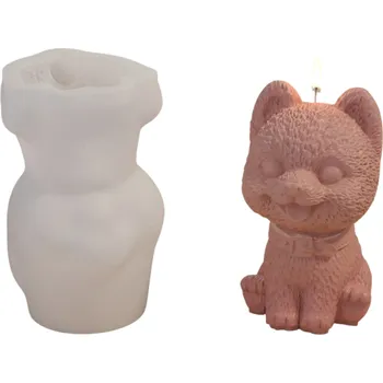 Svíčka Silikonová formička na svíčku ve tvaru veselé kočky s obojkem 3,8 x 6,1 cm Forma na výrobu svíček mýdla čokolády dekorací