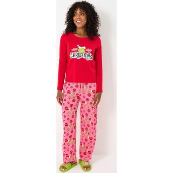 Sinsay - Bavlněná dvoudílná pyžama s potiskem Grinch - červená - 203FM-33X - 203FM-33X-XS