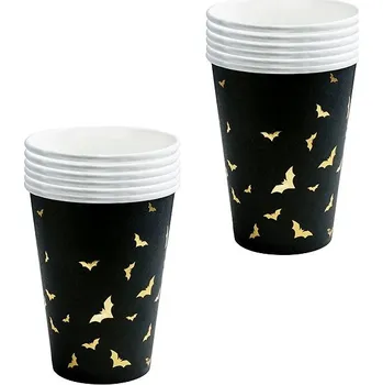 Kojenecká láhev PARTYDECO Papírové kelímky, Halloween netopíři, 12 ks, 220 ml