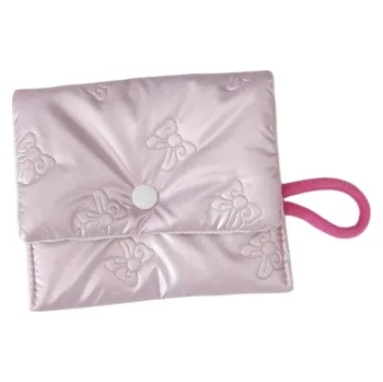 Cestovní taška Dámská peněženka s motivem mašličky 13 x 11,5 cm PU materiál Peněženka na mince Kosmetická taška Stylový organizér se zapínáním na cvoček Elegantní pouzdro růžová