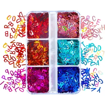 Flitry ve tvaru písmen 3–4 g Barevné flitrové konfety na zdobení Sliz Epoxidové pryskyřice Nail Art Scrapbooking DIY dekorace 2