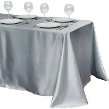 ubrus Jednobarevný saténový ubrus 145 x 200 cm Hladký lesklý ubrus na stůl pro svatby oslavy a večeře Elegantní dekorace Různé barvy stříbrná