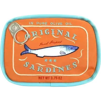 Cestovní taška Kosmetická taštička konzervované sardinky 17,5 x 11,5 x 4,5 cm Dámská PU cestovní kabelka se zipem Kreativní roztomilá toaletní taška na dovolenou světle oranžová