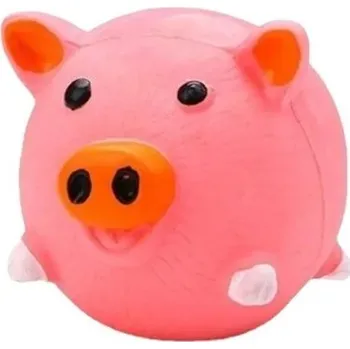 Hračka pro psa Gumová hračka pro psy ve tvaru prasete průměr 9 cm pískací odolná koule pro žvýkání aportování a interaktivní hru