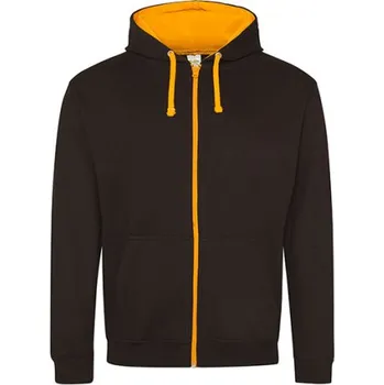 Dámská mikina Just Hoods Dámská mikina na zip JH053 Jet Black-Orange Crush M