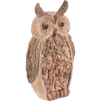 Sova - dekorace s osvětlením, magnesium, imitace dřeva - KEO081 soška