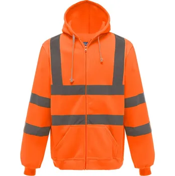 Pánská mikina Yoko Reflexní mikina na zip HVK07 Fluorescent Orange 3XL