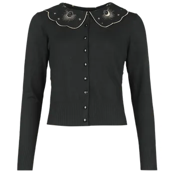 Dámský svetr Kardigan Rockabilly z Voodoo Vixen - Kardigán Moon Phase Cat Emb - Ženy - černá