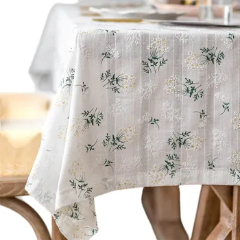ubrus Bavlněný ubrus 110 x 170 cm Obdélníkový ubrus s květinovým vzorem Více barevných variant Dekorace jídelního stolu Domácí kuchyňské vybavení bílá