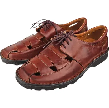 Pánské polobotky S 2207 - 003 Pánské polootevřené letní polobotky – lehké, hnědé, s podporou klenby; doprodej 42