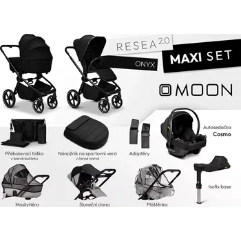 Kočárek Moon Resea 2.0 Maxi set + dárek ZOE onyx 2026 ONYX