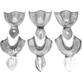 Zubní nit Sada 6 ks zubních otiskovacích tácků z nerezové oceli 3 velikosti horní a dolní otiskovací lžíce pro stomatologické použití