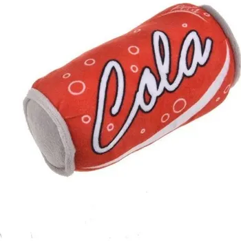 Hračka pro psa Plyšová hračka pro psy pískací červená plechovka 14 x 7 cm odolná plyš pro žvýkání a hraní domácích mazlíčků