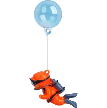 Dekorace do akvária Dekorace do akvária 6 x 3,5 cm Mini figurka oranžového potápěče s plovoucí koulí Šňůrka k zavěšení Akvarijní ozdoba Bezpečný materiál