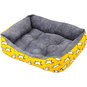 Pelíšek pro psa Pelíšek pro psy a kočky 45 x 30 cm Teplá pohovka z bavlny a PP výplně Prodyšný pelíšek se vzorem kachniček Pohodlný košík na domácí mazlíčky