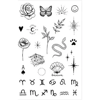 Tetování Voděodolné dočasné tetovací samolepky na prsty Květiny Motýl Had Mořská mušle Znamení zvěrokruhu Minimalistické tetování pro ženy