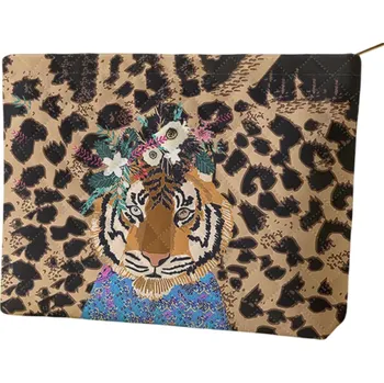 Cestovní taška Módní manšestrová kosmetická taštička se zipem Leopardí potisk a tygří vzor Lehké make-up psaníčko Multifunkční úložná taška s podšívkou